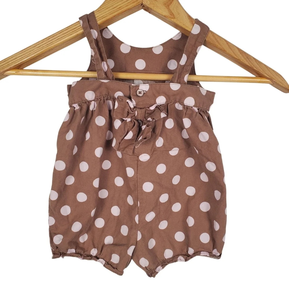 Carter's Brown Baby Romper with Polka Dots. 6M